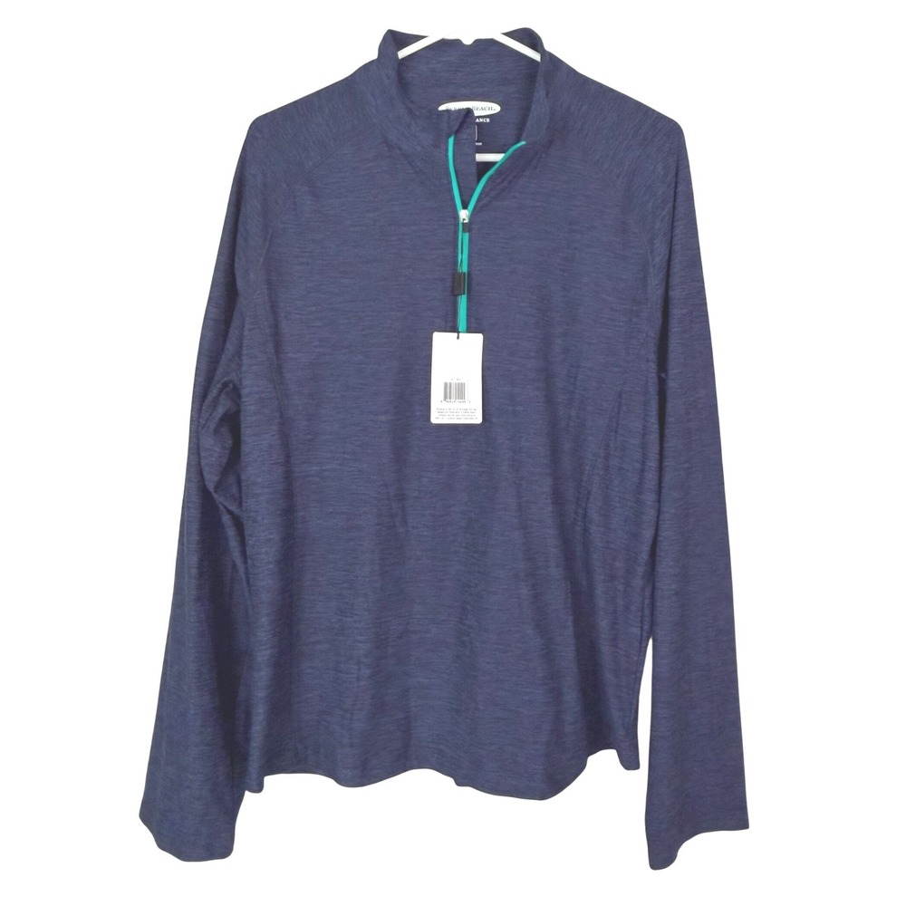 Pebble Beach Performance Mens Large Blue Heather 1/4 Zip Pullover 7723-C8 NWT